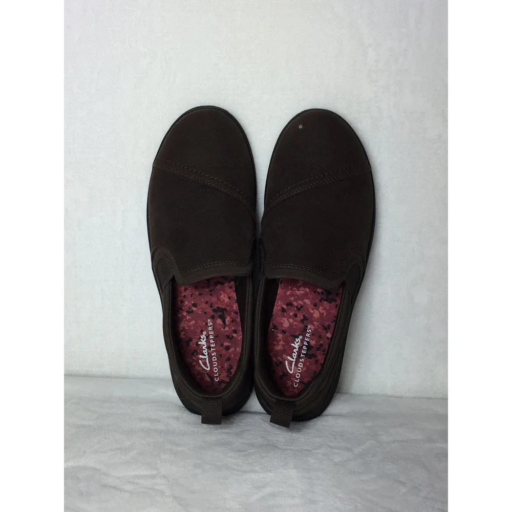 Clarks Women's Slip On Cloudsteppers Loafers Brown‎ Casual Comfort Shoes